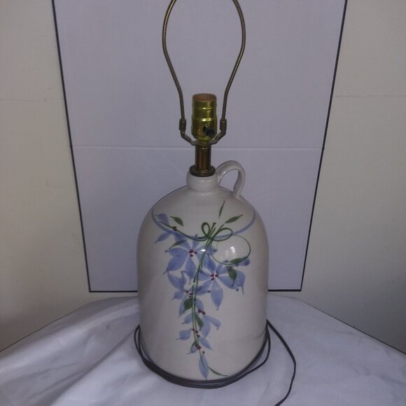 VTG Farmhouse Blue floral White Ceramic Jug Lamp - Picture 1 of 16